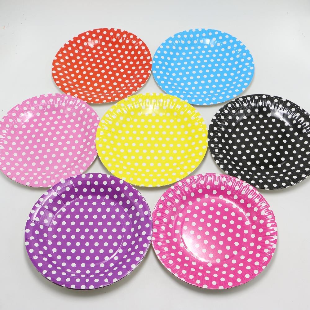 10pcs / set 7 && ȸ Ƽ ÷Ʈ ٺ ť   ī Ʈ   ߷Ÿ    Ƽ ı Ƽ ǰ/10pcs/set 7&& Disposable Party Plates Polka Dot Paper Plates